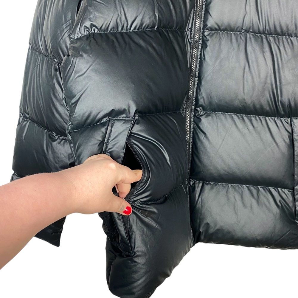 Nike RARE Vintage Y2k Swoosh Down 550 Puffer Zip Up Winter Bomber Jacket Black - Picture 8 of 15